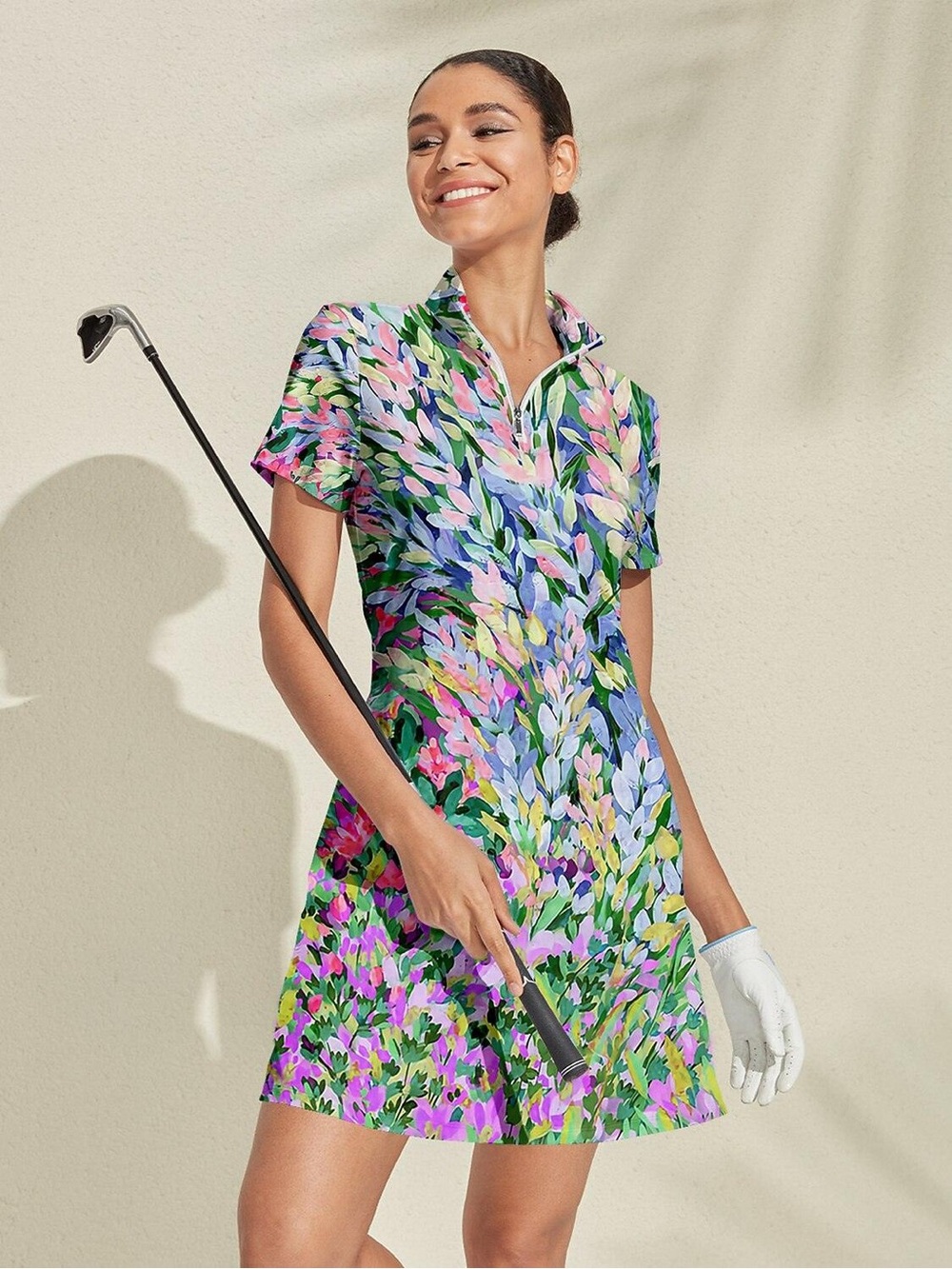 NWOT AceGolfs Botanical Energy Short Sleeve 36.5 Inch Dress UPF50+ Sz S